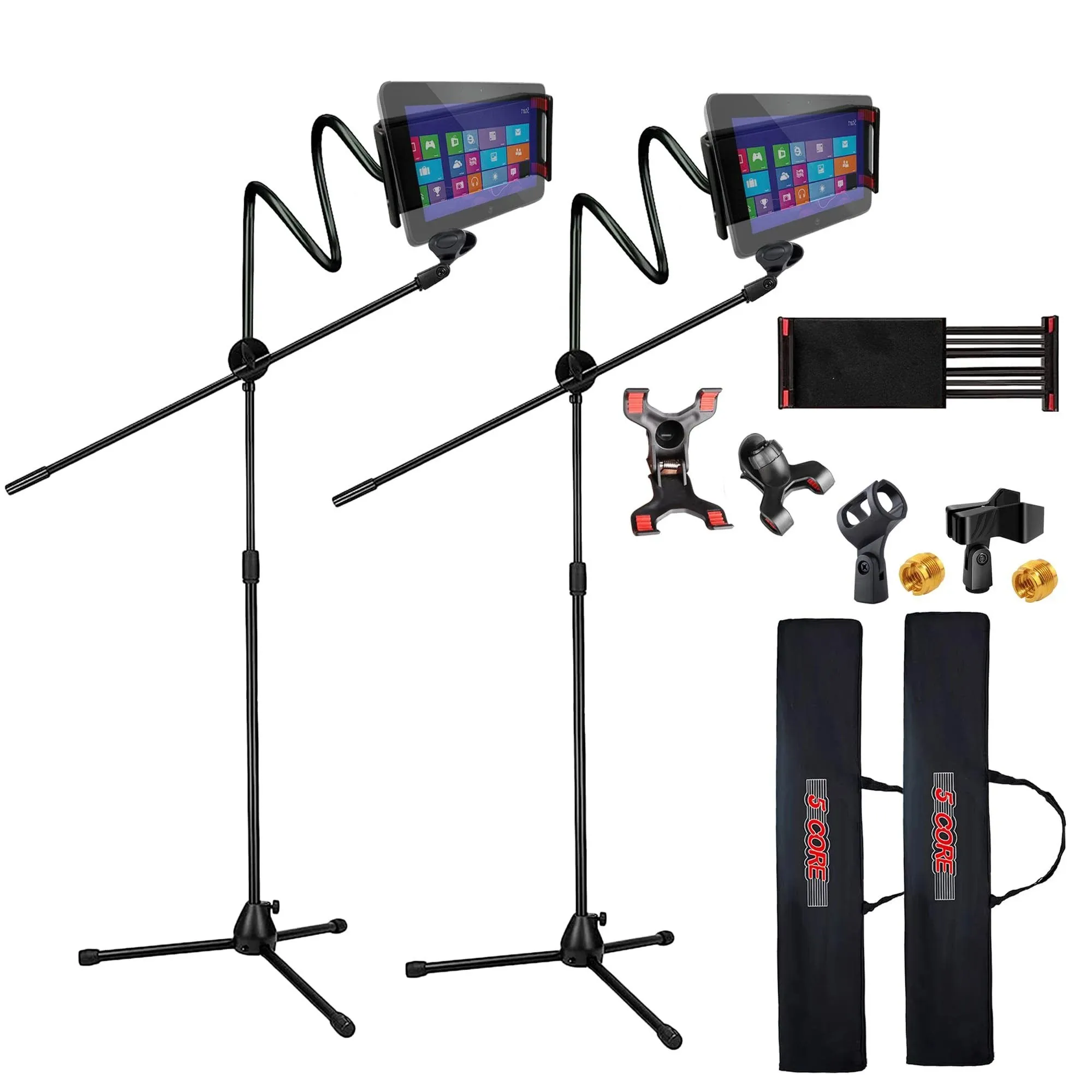 Boom Mic Stand with Phone Tablet Holder and Adjustable Tripod