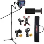 5Core Tripod Mic Stand w Phone Holder Adjustable Max 5.5 Ft  Microphone and Cell Phone Mount Boom Arm