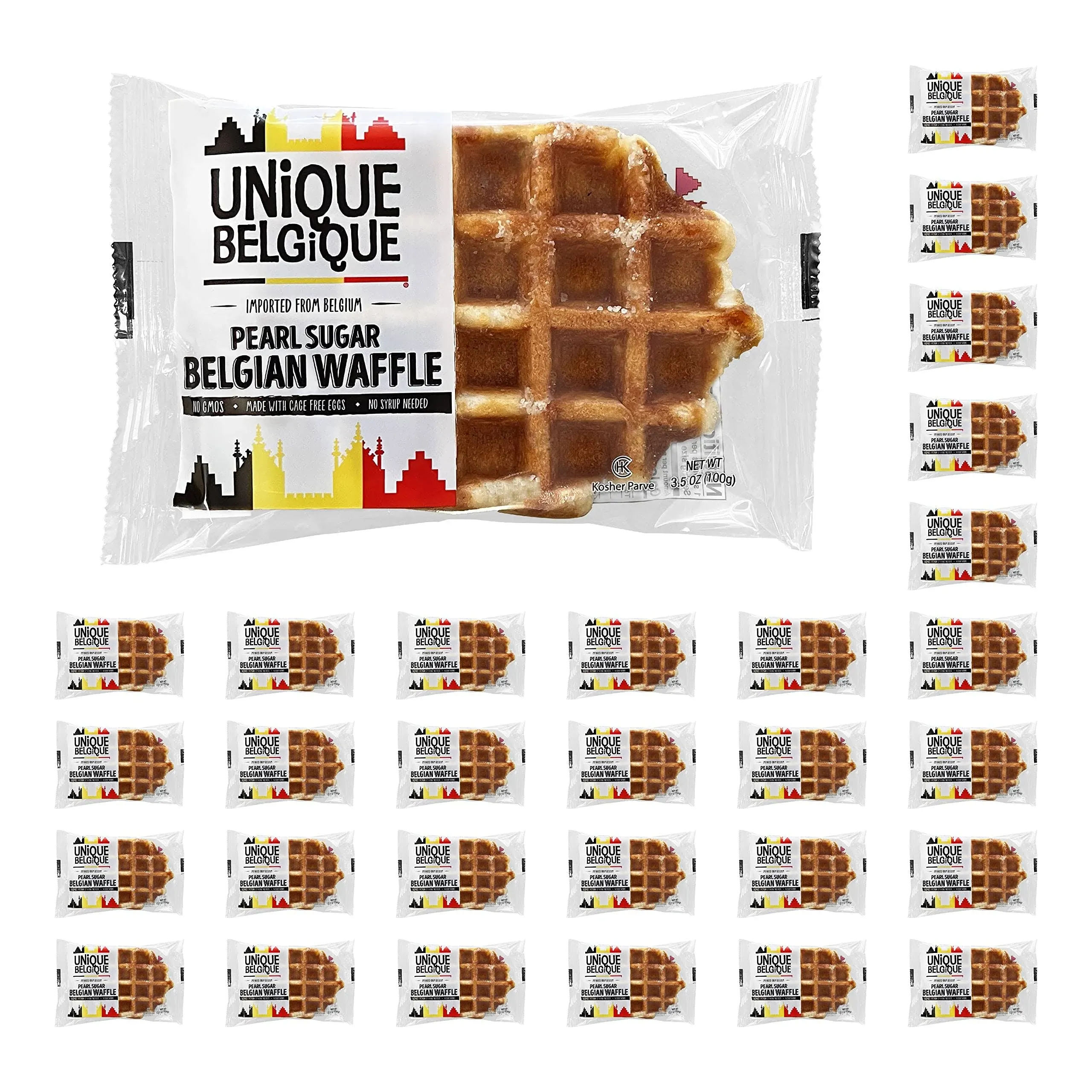 Authentic Imported Pearl Sugar Belgian Waffles (Traditional, [2x] 100g and [3x] 55g Waffles)