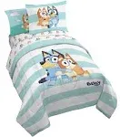 Jay Franco Bluey & Bingo 7 Piece Full Size Bed Set - Includes Comforter & Sheet Set - Super Soft Kids Bedding Fade Resistant Microfiber (Official Blue