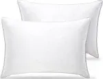 QUBA LINEN 2 Pack Bed Pillows for Sleeping- Queen Size, Set of 2, Cooling Hotel Quality with Premium Soft Down Alternative Fill for Back, Stomach or Side Sleepers, (Queen), White