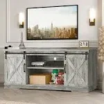 TV Stand Cabinet with Sliding Barn Door For 65&#034; TV Entertainment Center Console