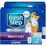 Fresh Step Advanced Multi-Cat Febreze Freshness Scented Clumping Clay Cat Litter, 18.5-lb Box, 2 Pack