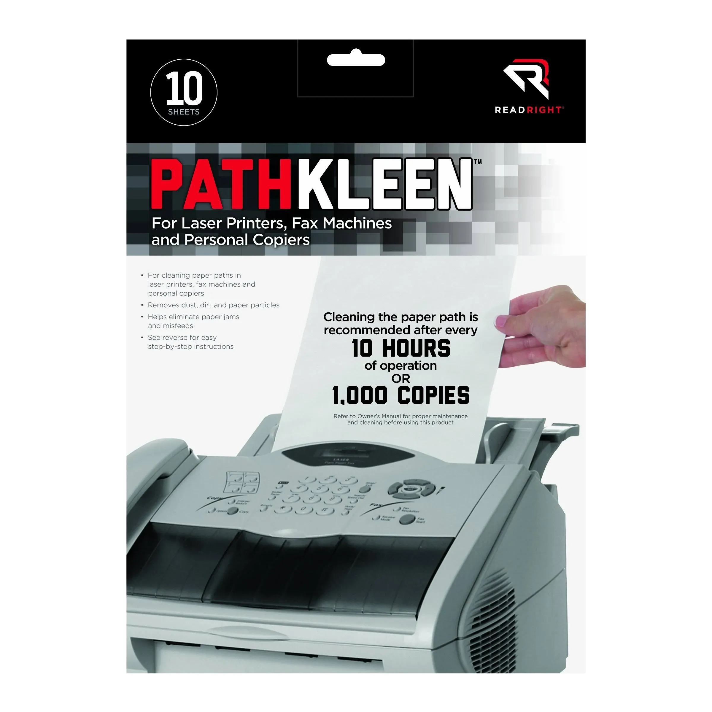 Read Right Pathkleen Laser Printer Cleaning Sheets - 10 pack