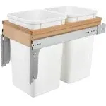 Rev-A-Shelf Double 27 qt. Pullout Top Mount Waste Bin, White, 4WCTM-15DM2-16<wbr/>2