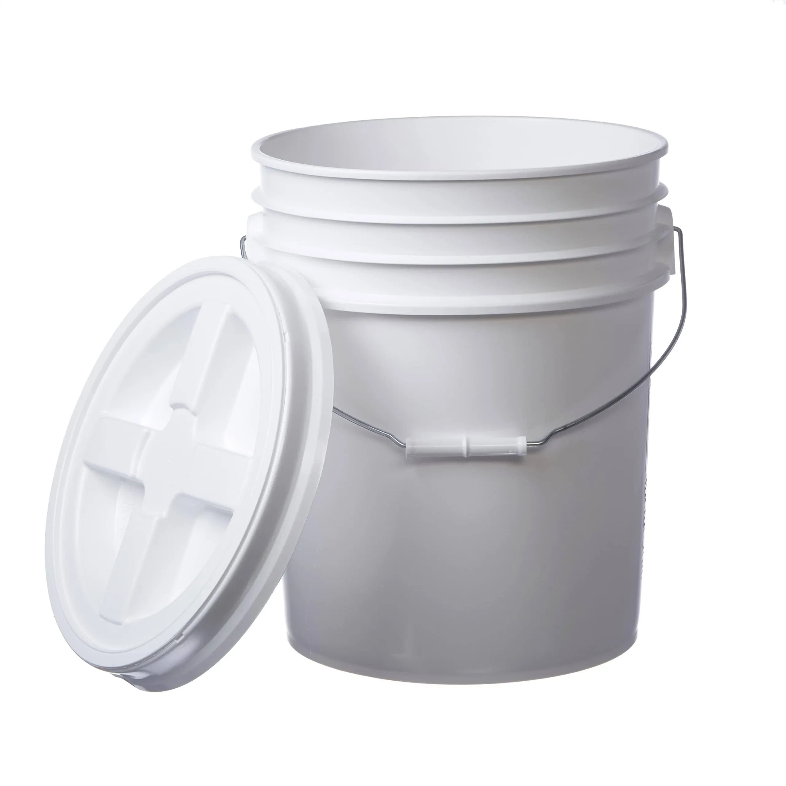 5 Gallon White Bucket & Gamma Seal Lid - Food Grade Plastic Pail & Gamma2 Screw ...