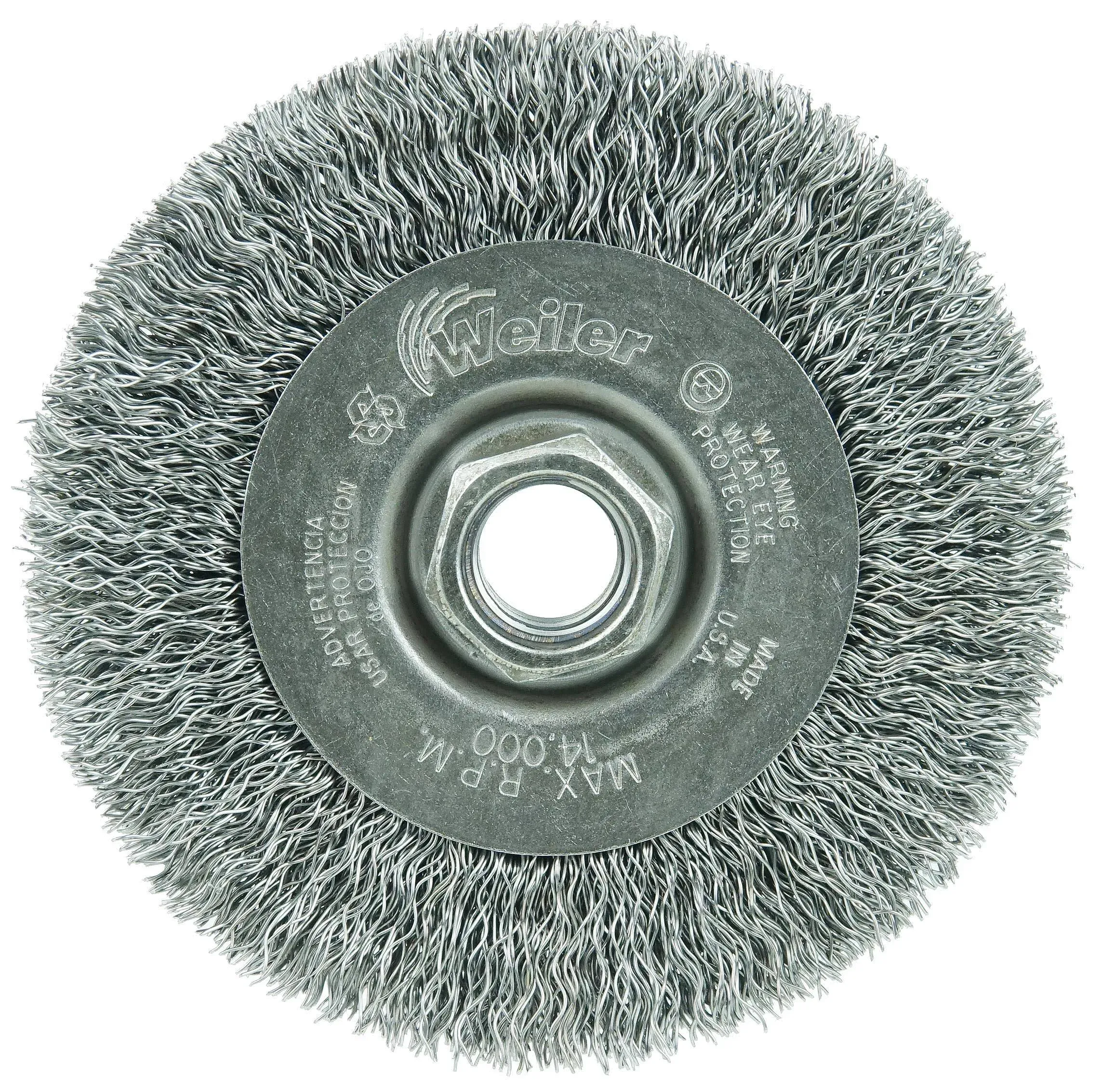 "Weiler Narrow Face Crimped Wire Wheel, 4'' x .5'' Steel"