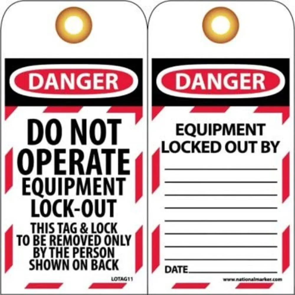 Nmc LOTAG11-25 Danger Do Not Operate Equipment Lock-Out Tag, PK25