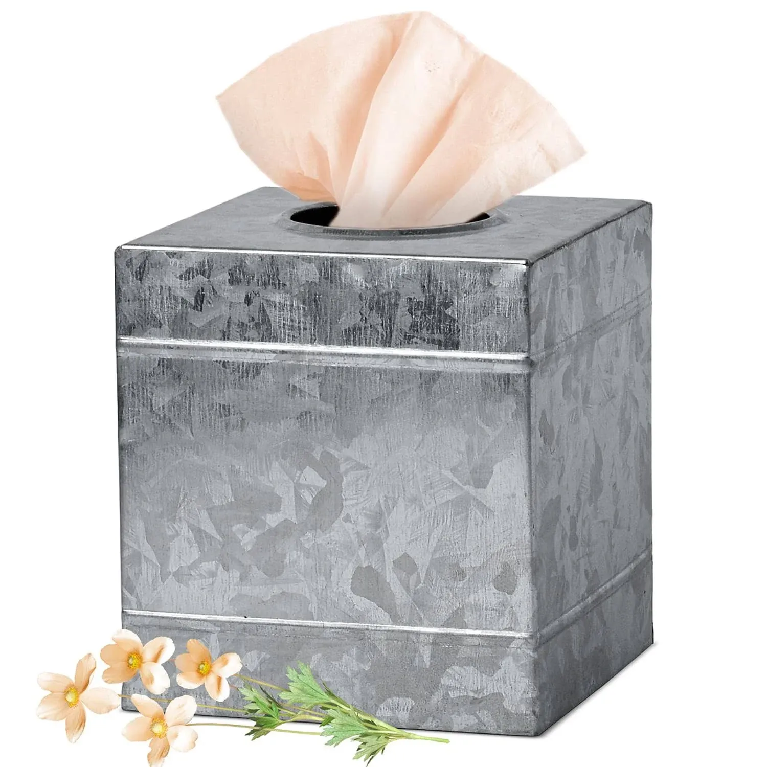 Autumn Alley Rustic Farmhouse Galvanized Metal Square Tissue Box Cover | Quality