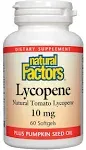 Natural Factors, Lycopene 10 mg, Antioxidant Support to Help Reduce Free Radical Damage with Pumpkin Seed, 60 softgels (60 servings)