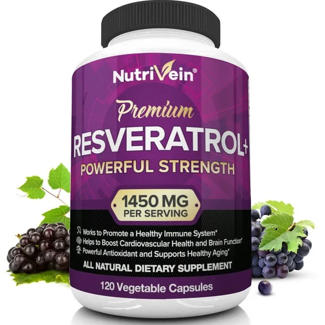 Nutrivein Resveratrol 1450mg Antioxidant Supplement 120 Capsules