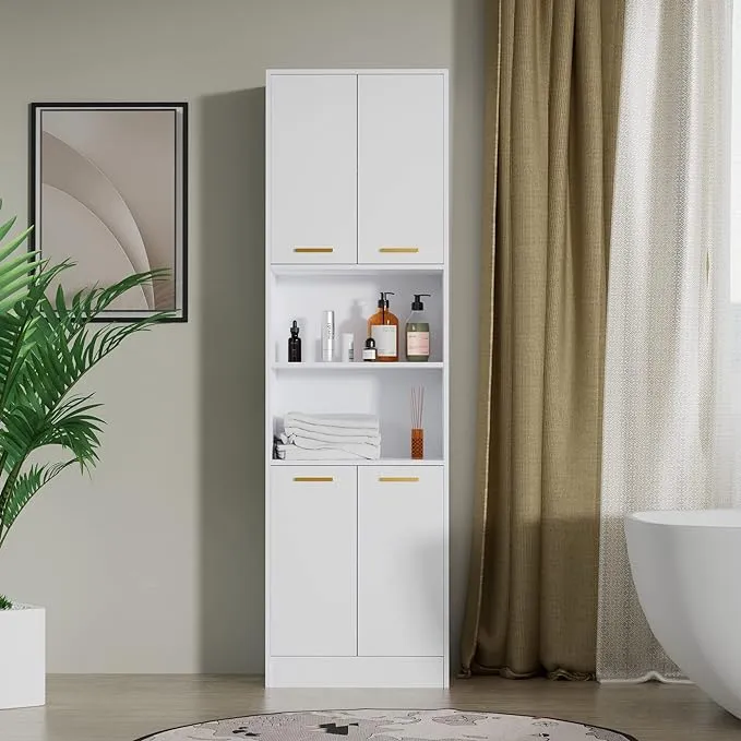 The Kitchen Pantry Storage Cabinet with Drawers and Adjustable Shelf - White