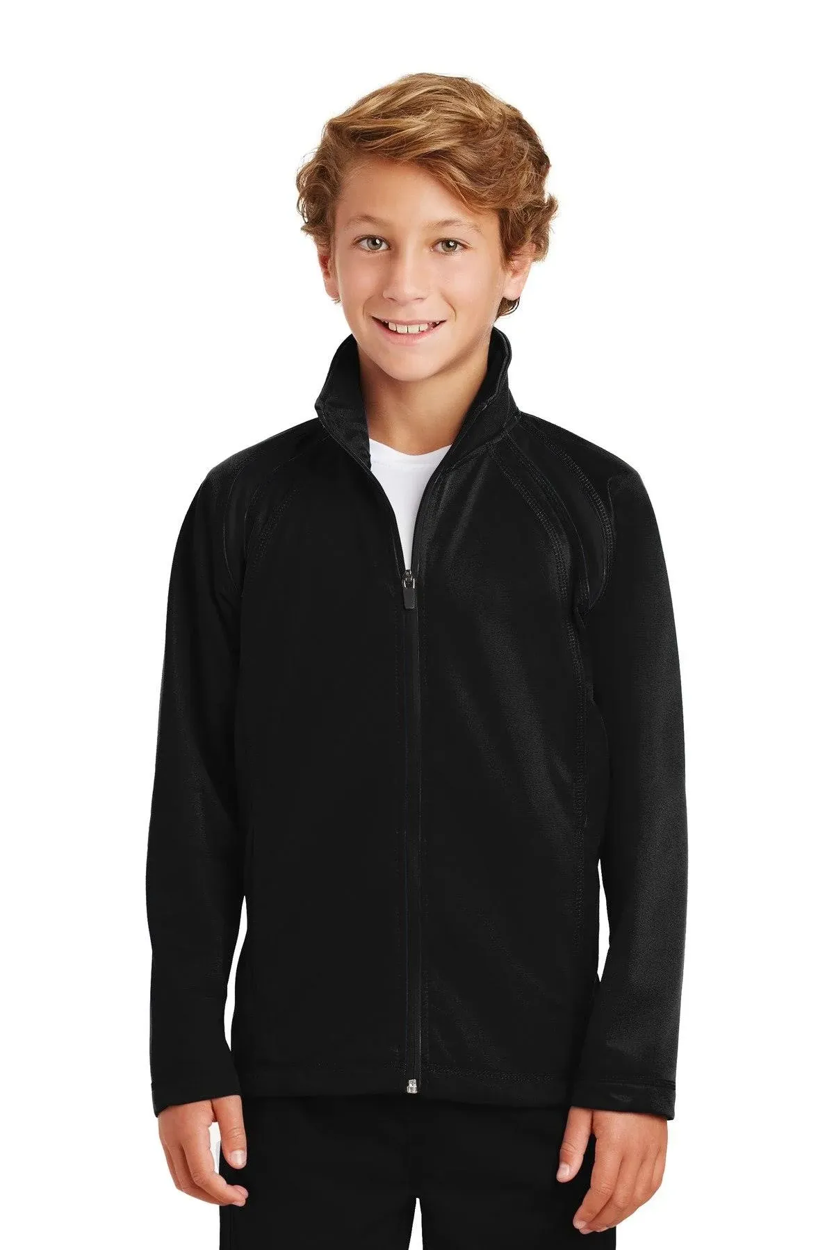 Sport Tek YST90 Youth Tricot Track Jacket - Black/Black - XS