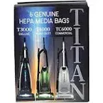 Titan T3000, T4000, TC6000 HEPA Paper Vacuum Bags TUV-H 6PK, White