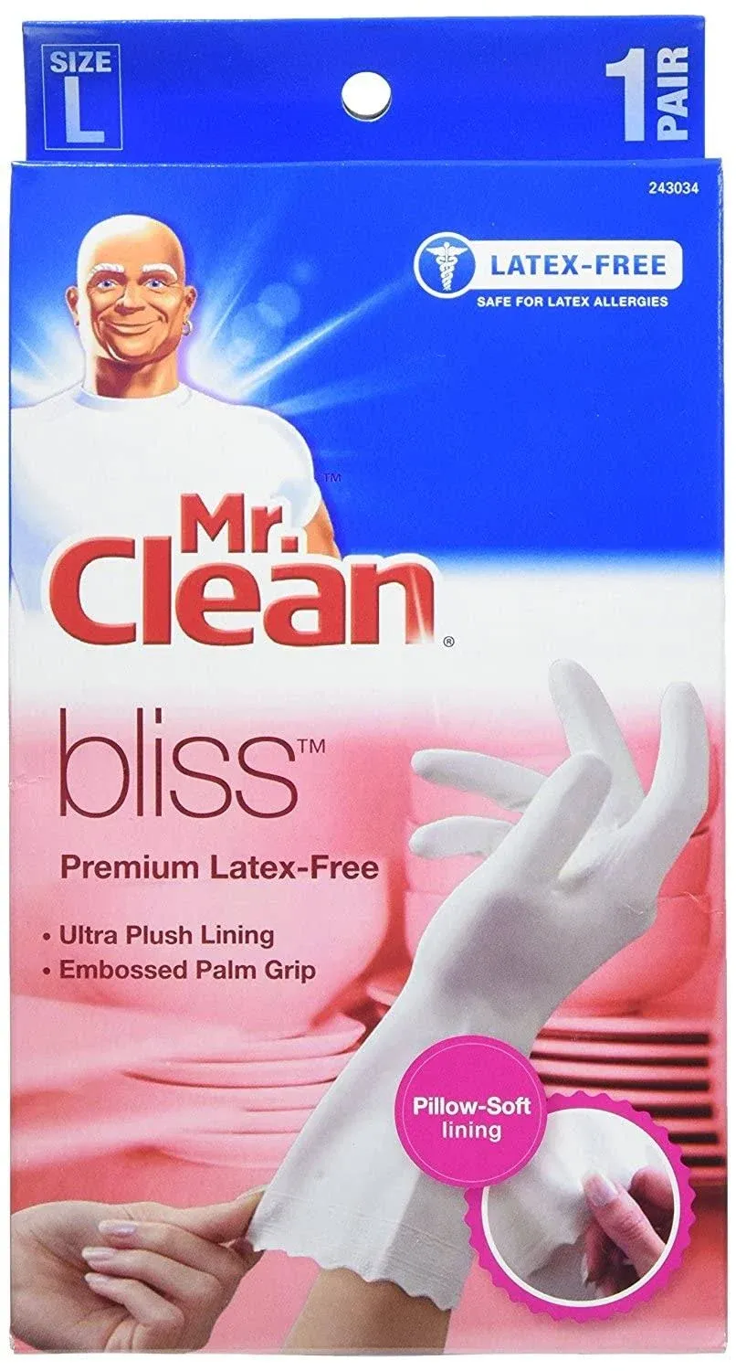 Mr. Clean Bliss Premium Latex-Free Gloves, Large 1 PR (Pack of 4)