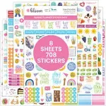 bloom daily planners Newly Improved Classic Planner Sticker Sheets - Variety Sticker Pack for Decorating, Planning, Scrapbooking, etc. - 708 Stickers Per Pack!