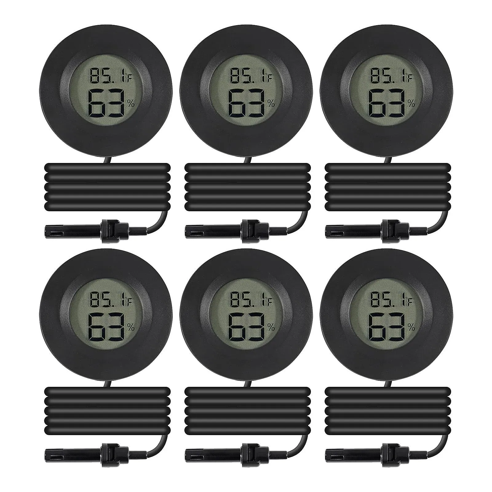 6 Pack Mini Hygrometer Thermometer Meter Digital LCD Monitor Indoor Room Roun...