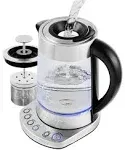 Ovente Electric Glass Kettle 1.7 Liter ProntoFill Technology 4 Variable 1500