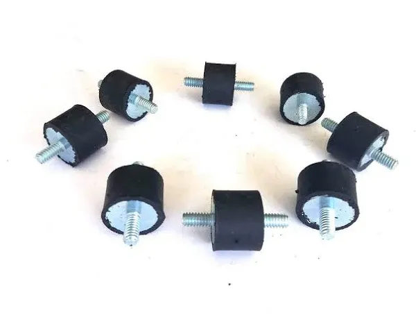 8 Rubber Vibration Isolator Mounts (Rubber 3/4" H x 1" D) Studs: 1/4-20 x 1/2" Length