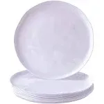 SILVER SPOONS Hammered Design Plastic Dinner Plates for Party, (10 PC) Heavy Duty Disposable Dinner Set, 10”, Fine China Look Dishes, Perfect for Upscale Celebrations & Events, White - Lava Collection