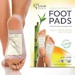 Prescia Foot Pads (40) - Pain and Stress Relief, Deep Sleep, Energy Support, All Natural Organic Cleansing Bamboo Vinegar Foot Care - Ginger Orange