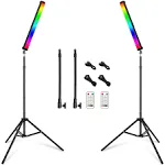 RGB Led Video Light Stick Wand with Stand, QEUOOIY 360° Full Color 2500-950