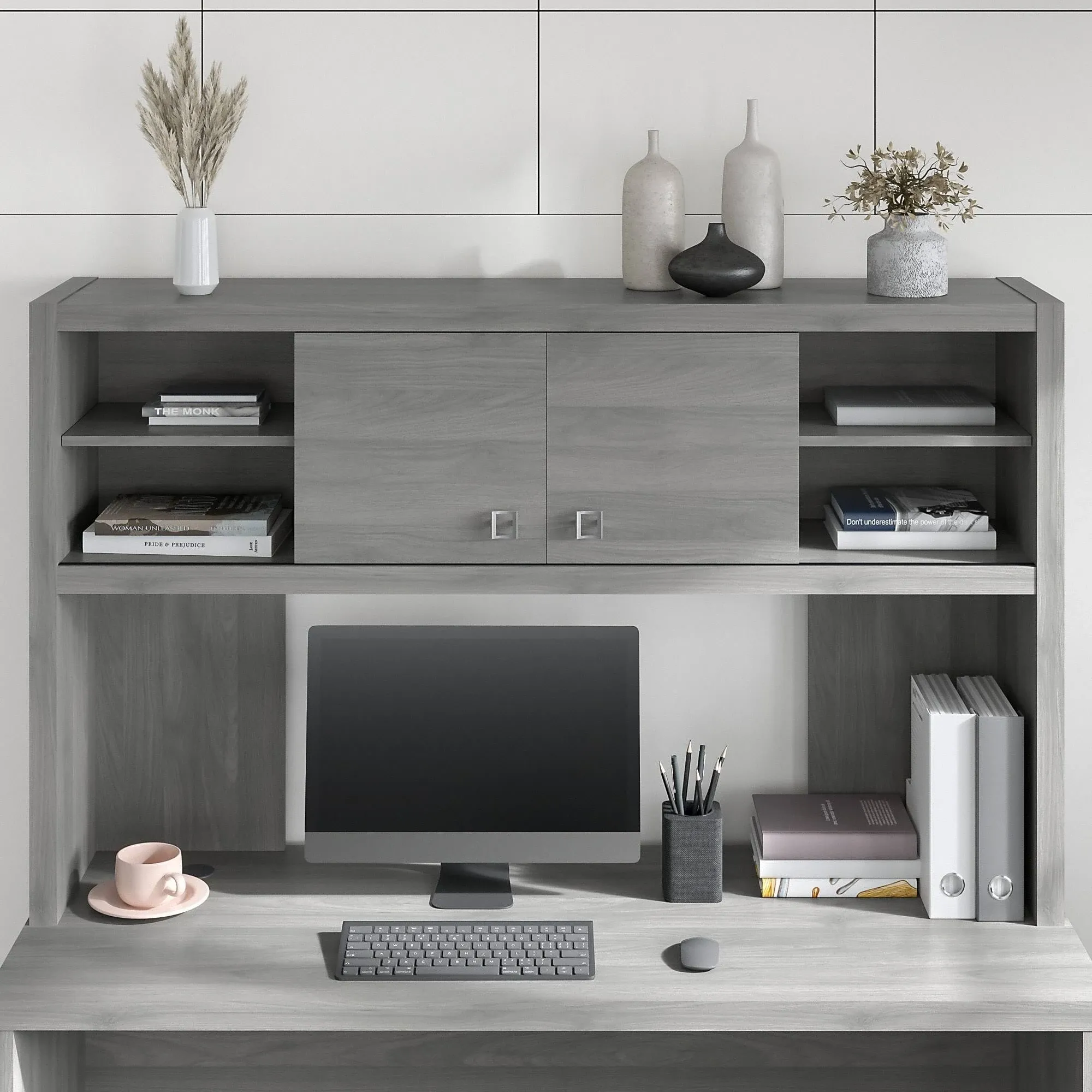 Office by kathy ireland Echo 60W Hutch in Modern Gray