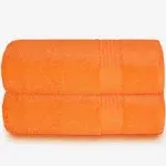 GLAMBURG Premium Cotton Oversized 2 Pack Bath Sheet 35x70-100% Pure Cotton - Ideal for Everyday use - Ultra Soft & Highly Absorbent - Machine Washable - Orange