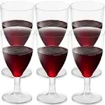 JoyServe Bulk 7 oz Plastic Disposable Wine Glasses - (Pack of 24) Clear BPA-Free Plastic Wine Glasses with Stem and Party Drinking Glass Cups for