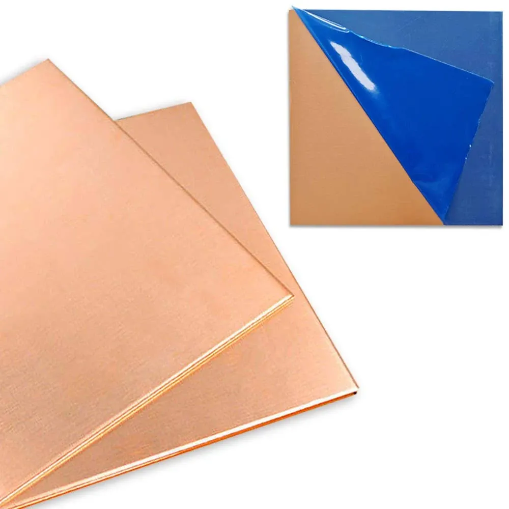 Chudeng 2 Pcs 99.9%+ Pure Copper Sheet, 6" x 6", 24 Gauge(0.51mm) Thickness, No Scratches, Film Attached Copper Plates