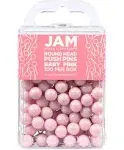 Jam Paper Round Head Push Pins Baby Pink Pastel 100/Pack (346RTBAPI)