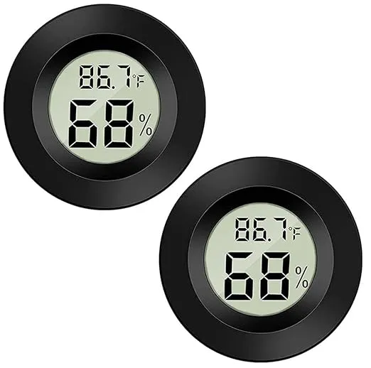 Meggsi 2 Pack Mini Digital Hygrometer Gauge Indoor Thermometer, Back-2 pack 