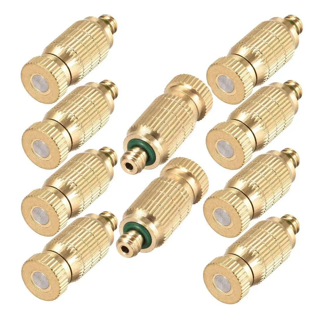 Brass Misting Nozzle 10 Pack High Pressure Spray Misting Nozzle 10/24 UNC Outdoor Anti-drip Fogging Spray Head Misting System Nozzle