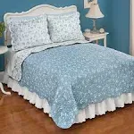 Collections Etc Reversible Floral Quilt with Scalloped Edges and Two-Tone Design, Lavender, Full/Queen