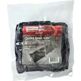 Rescue Essentials QuikLitter Lite, Black Nylon Handles, Nylon Fabric, 750 lb Rated for Patient Transport and Casualty Evacuation, Vacuum Sealed for