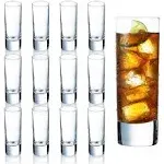 Farielyn x Clear Heavy Base Shot Glasses 12 Pack, 2 oz Tall Glass Set for Whiskey, Tequila, Vodka