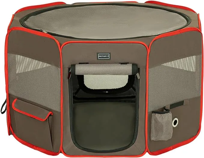 Petsfit Portable Dog Playpen 36" Portable Pet Play Pens for Small Medium Dogs, Puppy Playpen Indoor/Outdoor with Carring Case, Removable Zipper Top and Bottom,Medium (36"x36"x21")