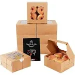 qiqee Kraft Cookie Boxes with Window 60packs 6x6x3 Brown Bakery Box Kraft Paper ...