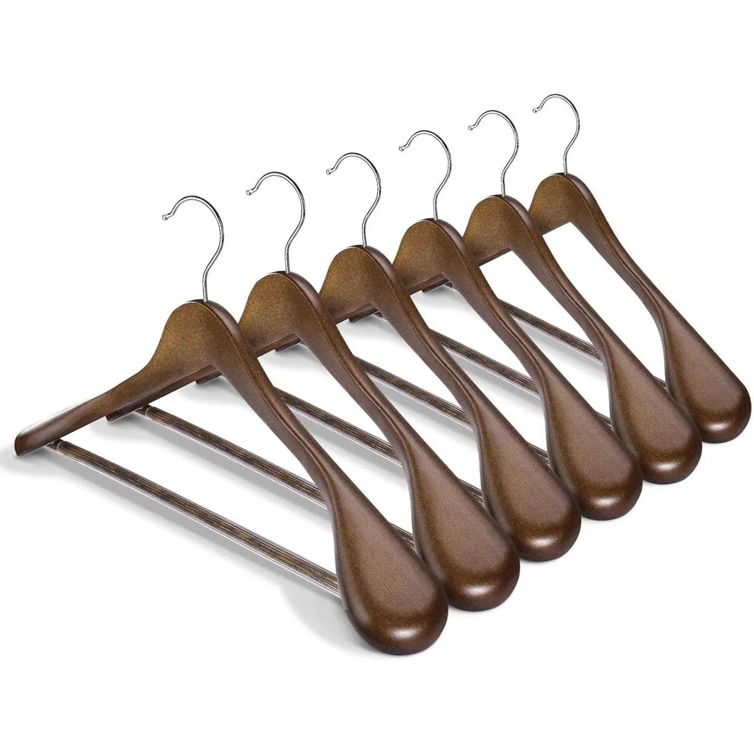 Luxury Wooden Suit Hangers 6 Pack Wood Coat Hangers Jacket Outerwear Shirt Ha...