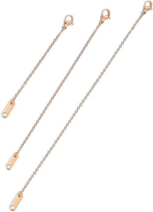 Altitude Boutique 18k Gold Plated Necklace Extenders Delicate Necklace Extender Chain Set for Women 3 Piece Set, Extensions 2", 4", 6" Inches Hypoallergenic in Gold, Rose Gold, or Silver