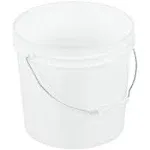 3.5 Gallon Open Head Plastic Pail PAIL-35-PWS with Steel Handle - White