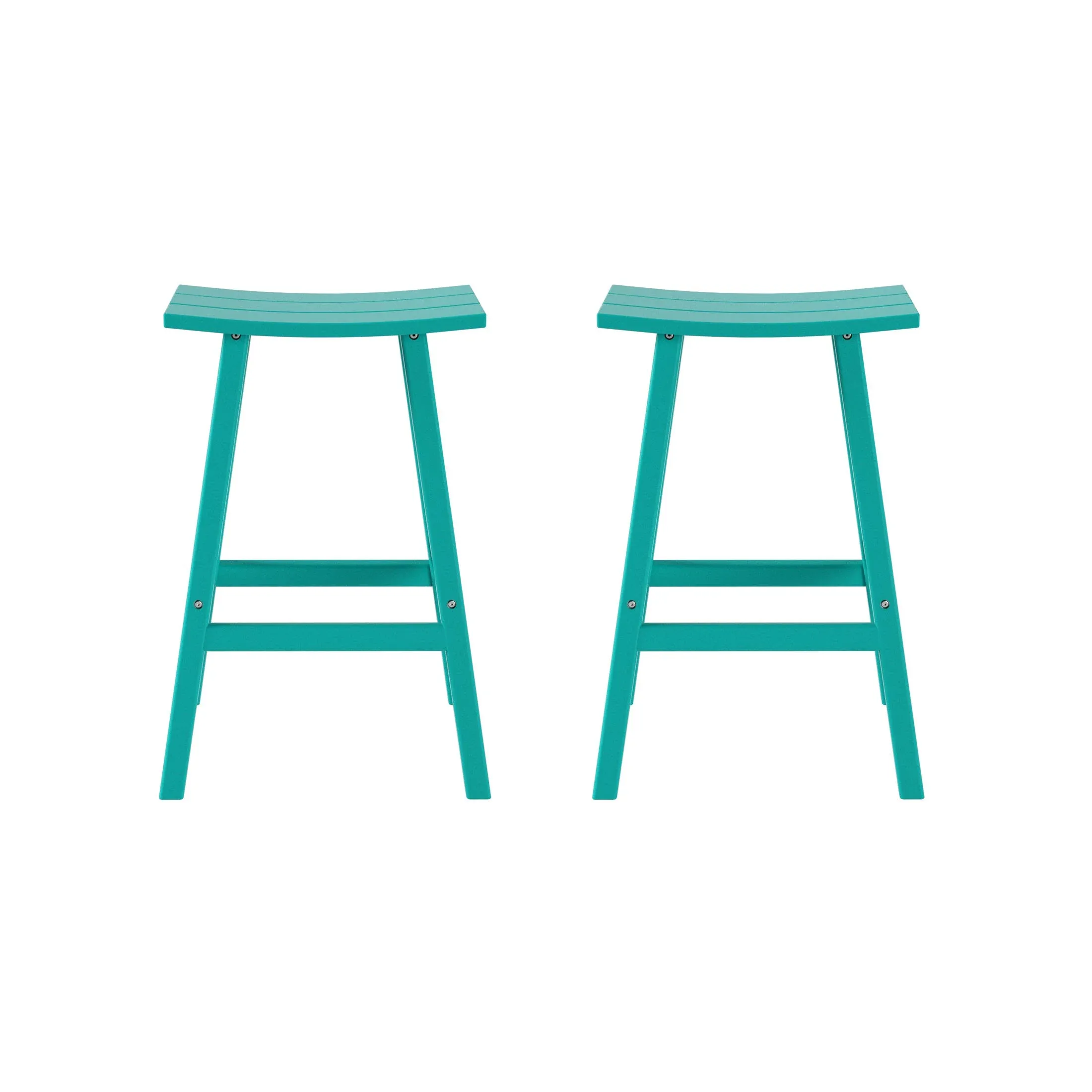 WestinTrends Outdoor Patio Adirondack Bar Height Stool Saddle Seat Chair Set of 2 - Turquoise