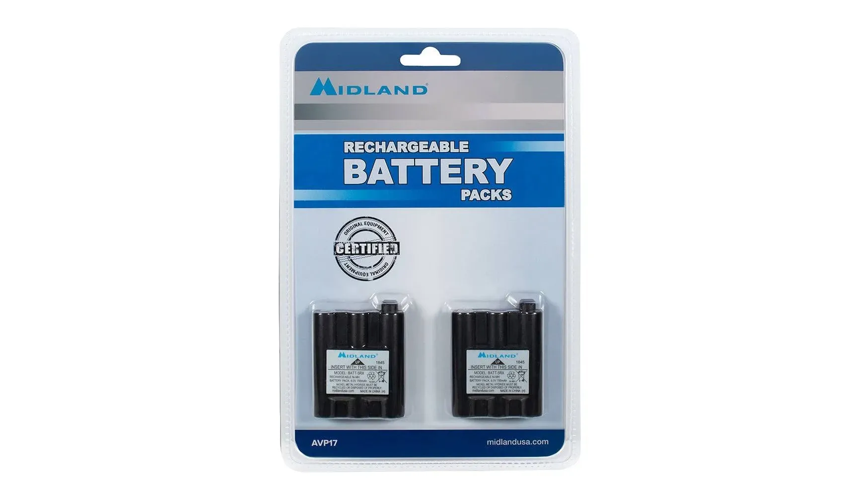 MIDLAND RADIO MID-AVP17 2 Pack GXT Rechargeable Batteries BATT5R