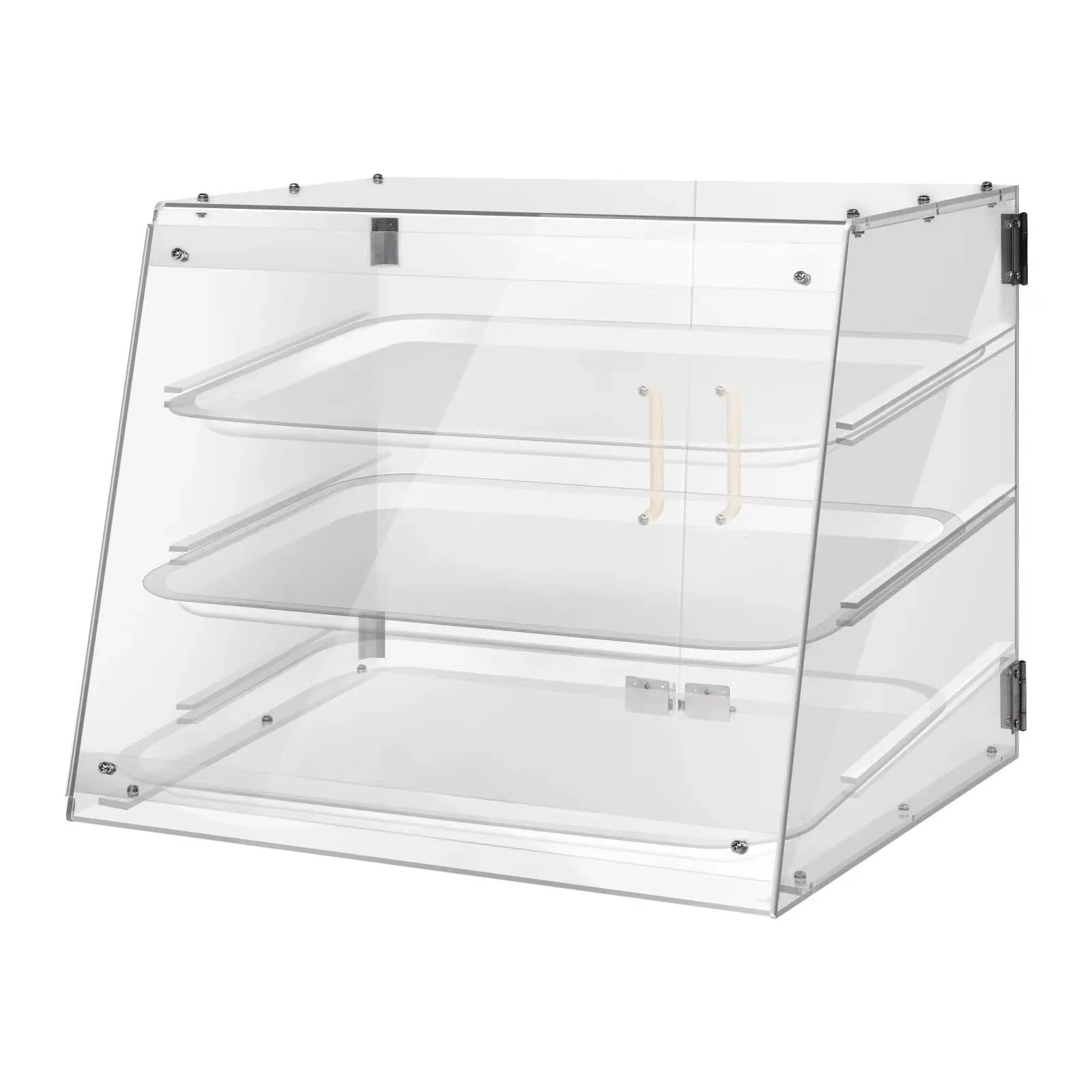 YBSVO 3 Tray Commercial Countertop Bakery Display Case with Rear Doors - 21&#034; ...