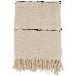 SARO LIFESTYLE Woven Bliss Textured Stripe Fringe Throw Blanket