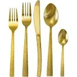 MegaChef Baily 20 Piece Flatware Utensil Set, Stainless Steel Silverware Metal Service for 4 in Gold