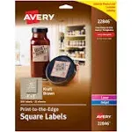 Avery Kraft Brown Print-to-the-Edge Square Labels