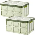 Lidded Storage Bins 2 Pack 30L Collapsible Storage Box Crates Plastic Tote