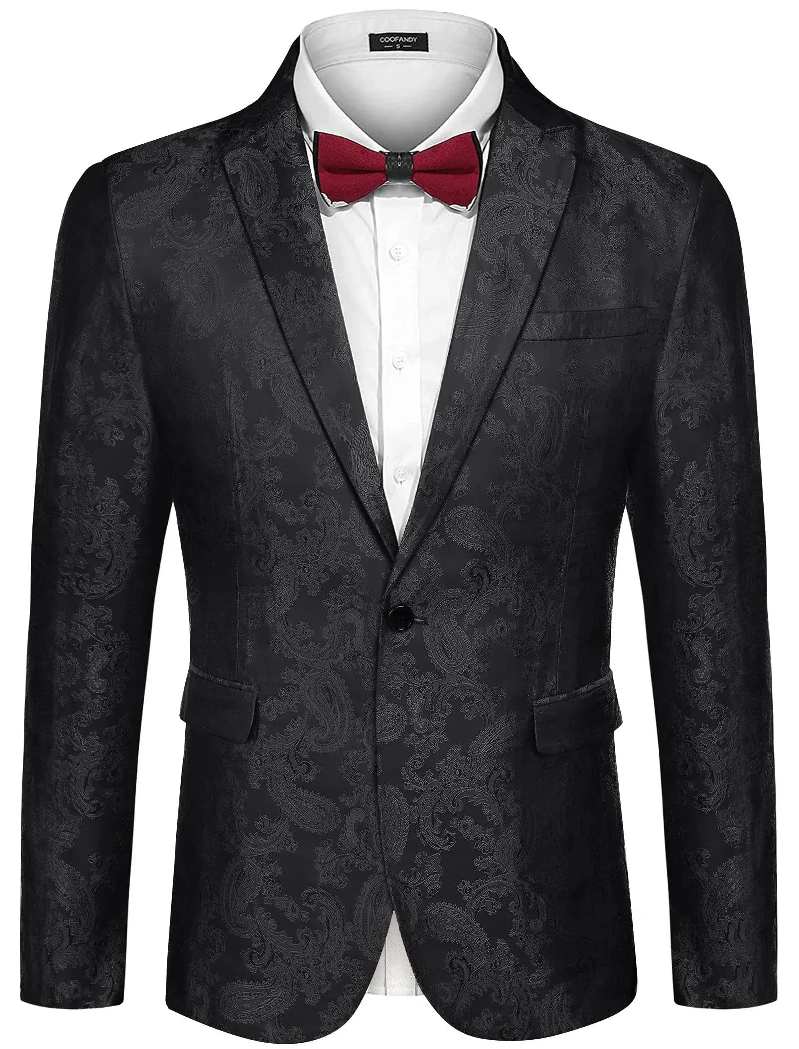 COOFANDY Men's Floral Tuxedo Jacket Paisley Notch Lapel Stylish Suit Blazer Jacket for Wedding, Dinner, Prom, Party