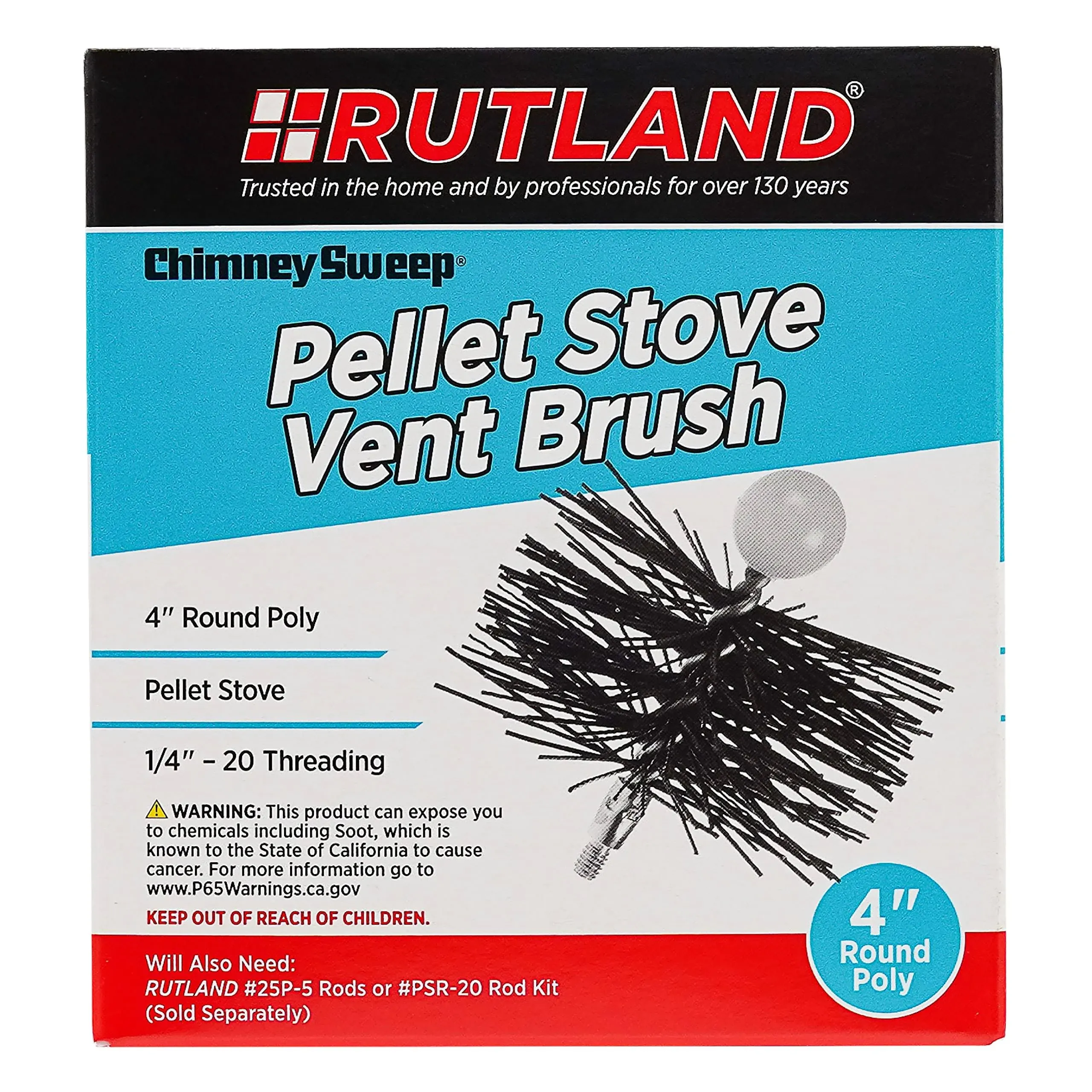 Rutland 4" Round Pellet Stove Brush